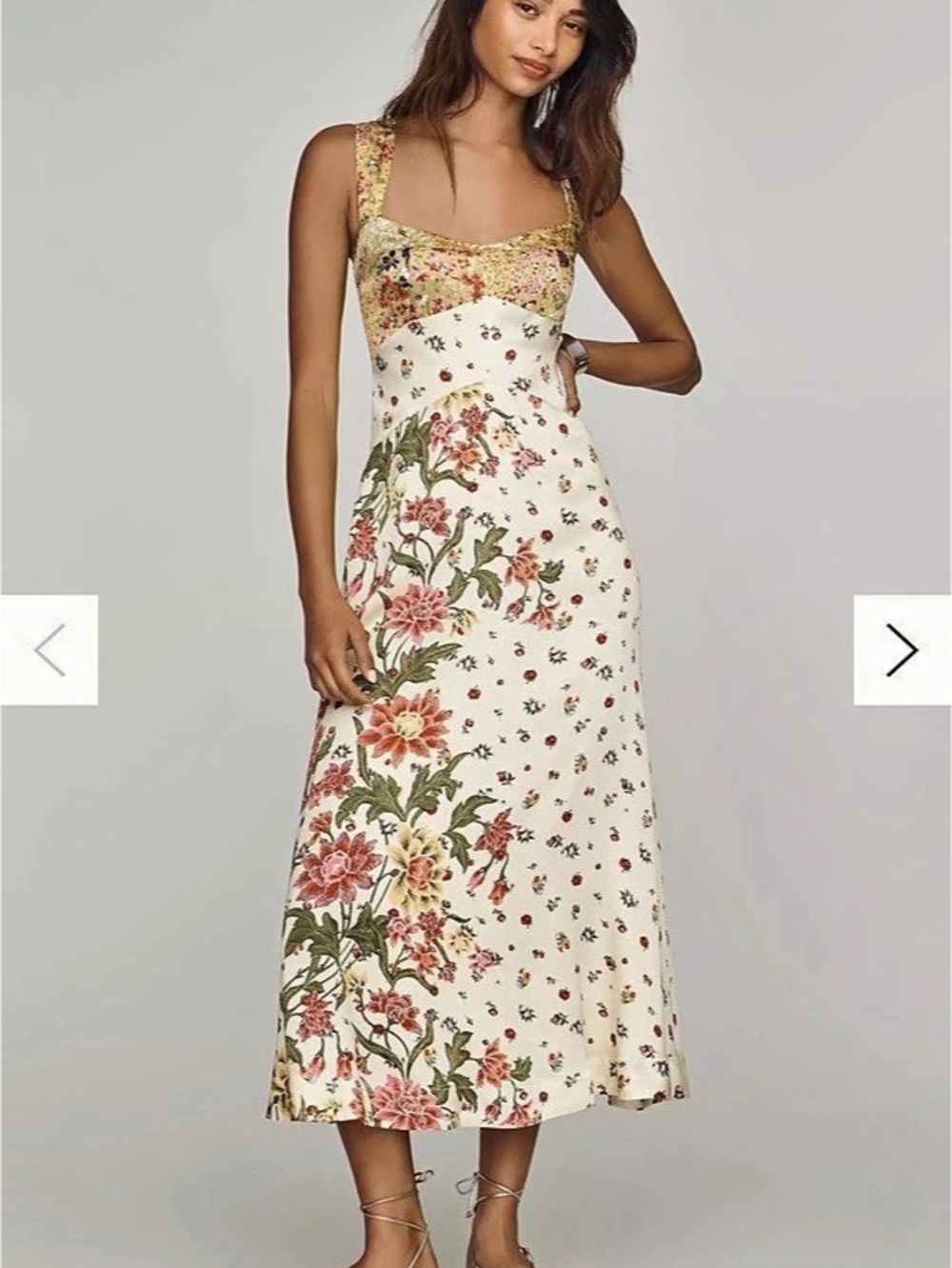 Maeve Floral Midi Dress in Cream Size S NWT